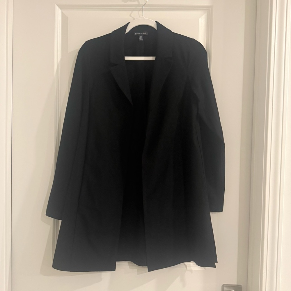 Eileen Fisher Crepe Classic Long Blazer-Black